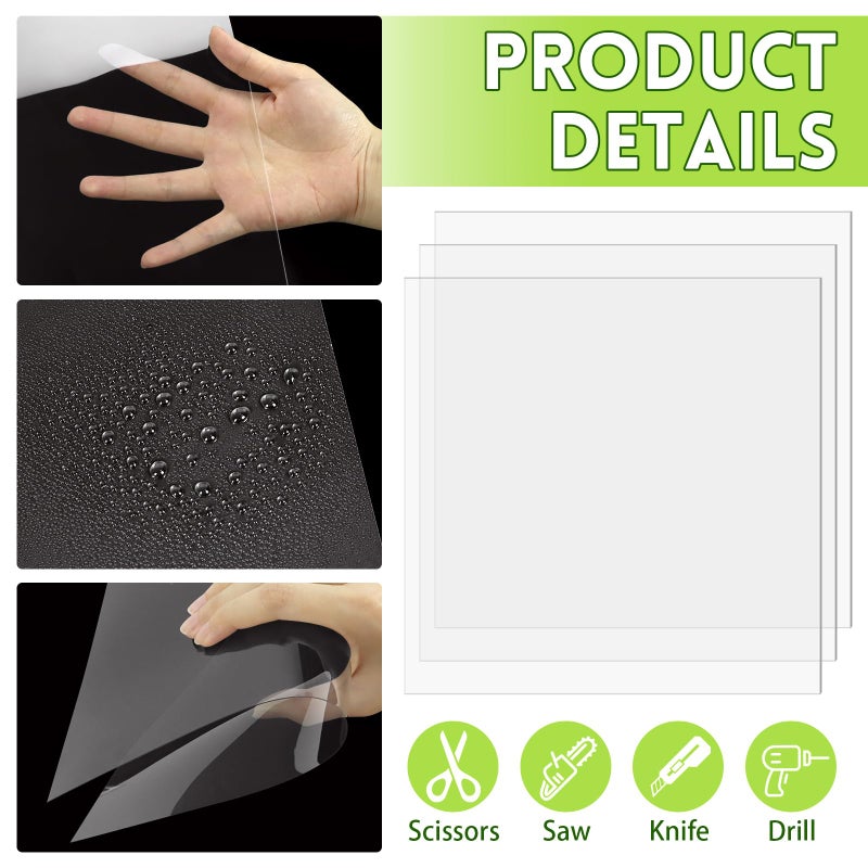 TKOnline 10 PCS Plexiglass Sheets, Clear PET Sheet Panels, Clear Acrylic Plastic Sheet for Picture Frame, Invitations, Poster Frames Plastic Board (10, 12"" x 12"", 0.5mm Thick) - Image 3